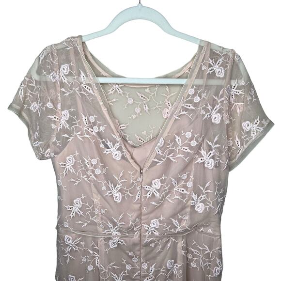 Tracy Reese Dusty Rose/ Light Pink Embroidered Dress Oatmeal lining Medium NWT - Picture 4 of 11